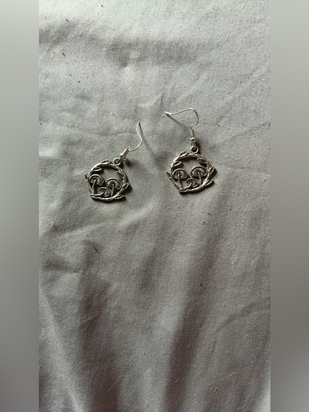 Sterling Silver Floral Circle Drop Earrings - Silver